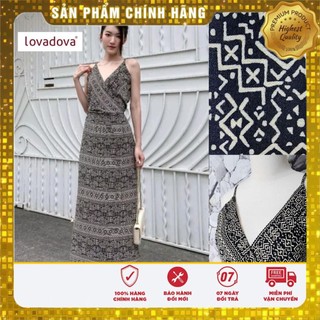 Đầm maxi 2 dây hoạ tiết Lovadova - 23D03C001