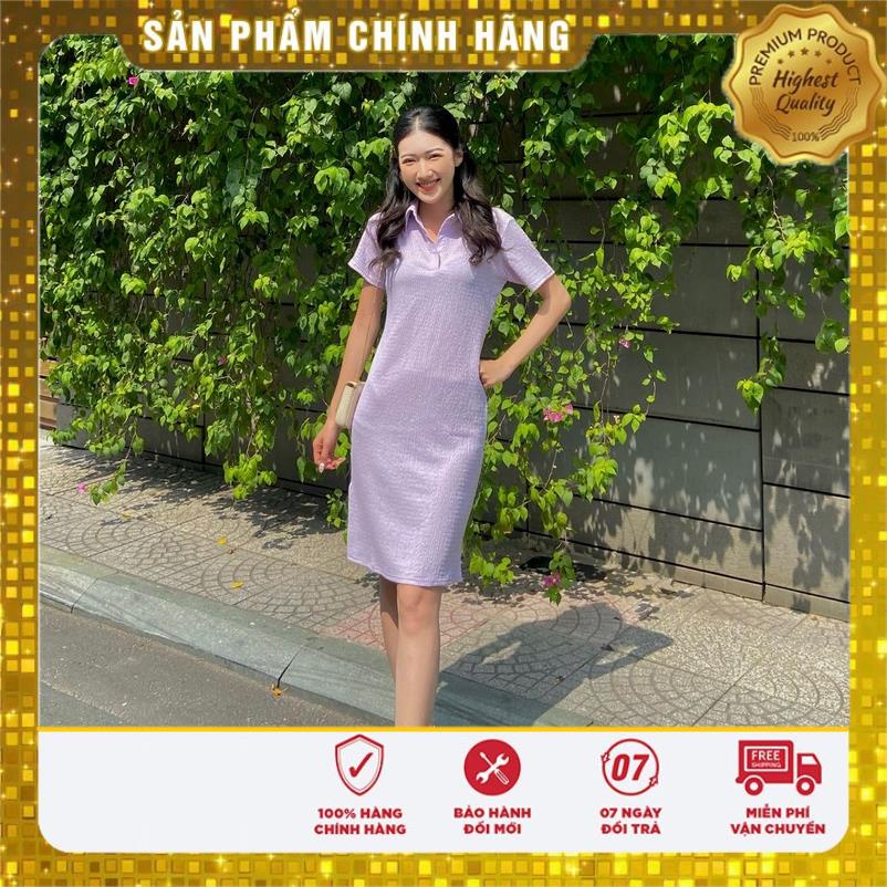 Đầm kiểu nữ cổ sơ mi màu tím - Lovadova 22D07C008