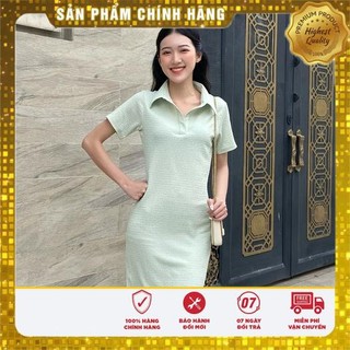 Đầm kiểu nữ cổ sơ mi màu xanh ngọc - Lovadova 22D07C004