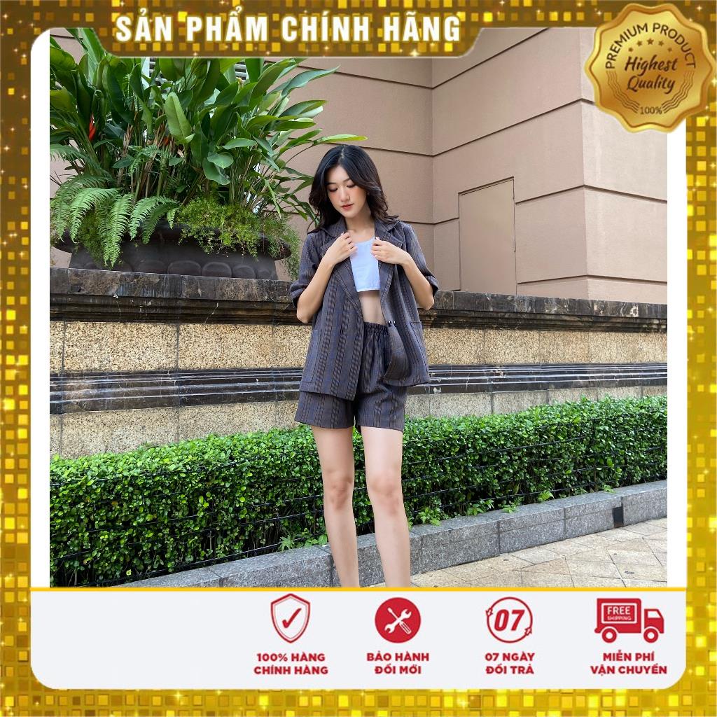 Bộ Set Vest sọc nâu đen - Lovadova 22O09C002