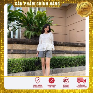 Quần ngắn Kaki màu xám lưng thun có túi - Lovadova 22T09C001