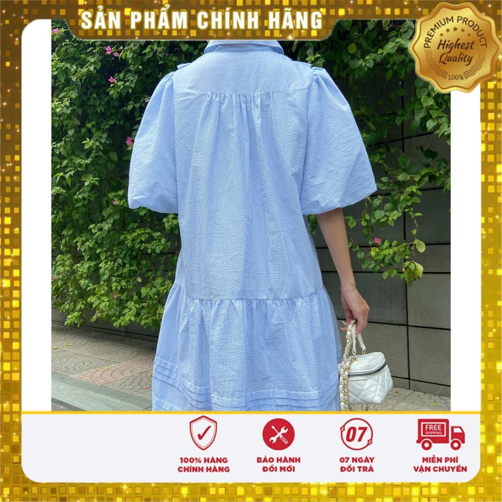 Đầm sơ mi kiểu nữ màu xanh - Lovadova 22D08C003