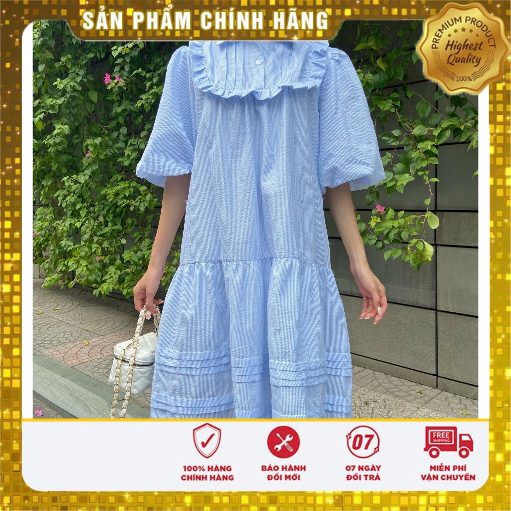 Đầm sơ mi kiểu nữ màu xanh - Lovadova 22D08C003