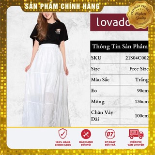 Chân Váy Linen trắng xuyên thấu 2 lớp xếp tầng lưng thun - Lovadova 21S04C002