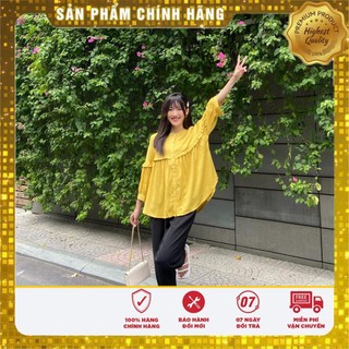 Áo kiểu nữ phối bèo vàng - Lovadova 22B08C003