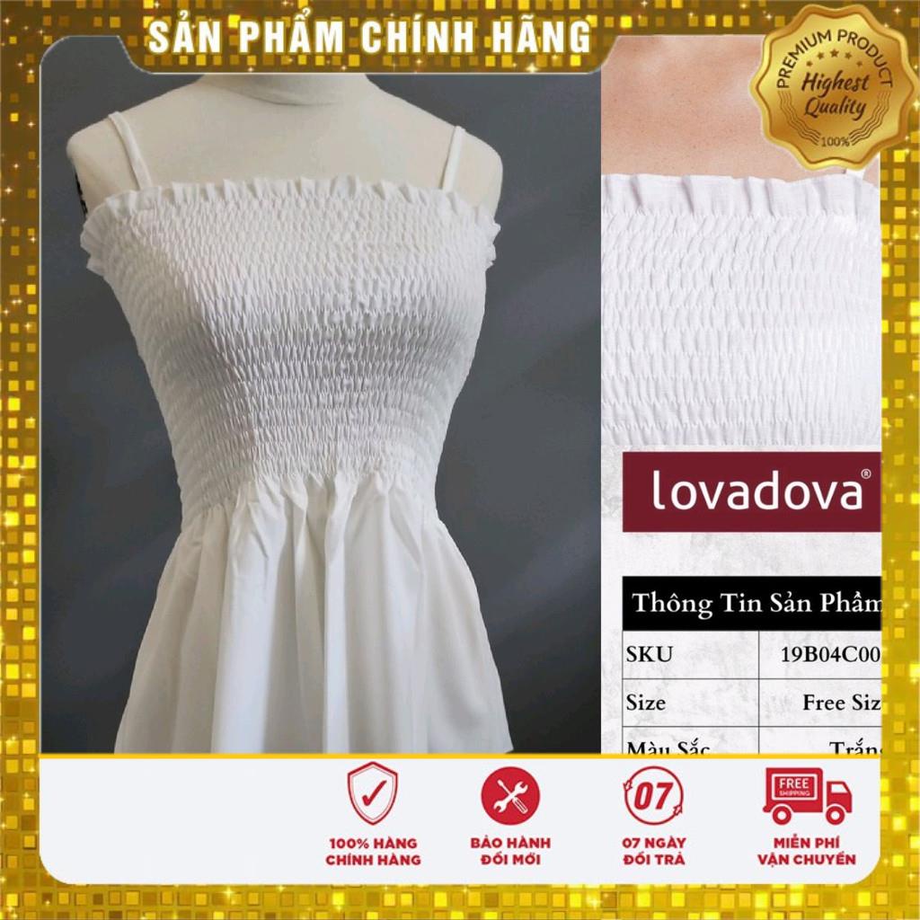 Áo Kiểu, Hai Dây,mNhún Thun, Màu Trắng - Lovadova 19B04C001