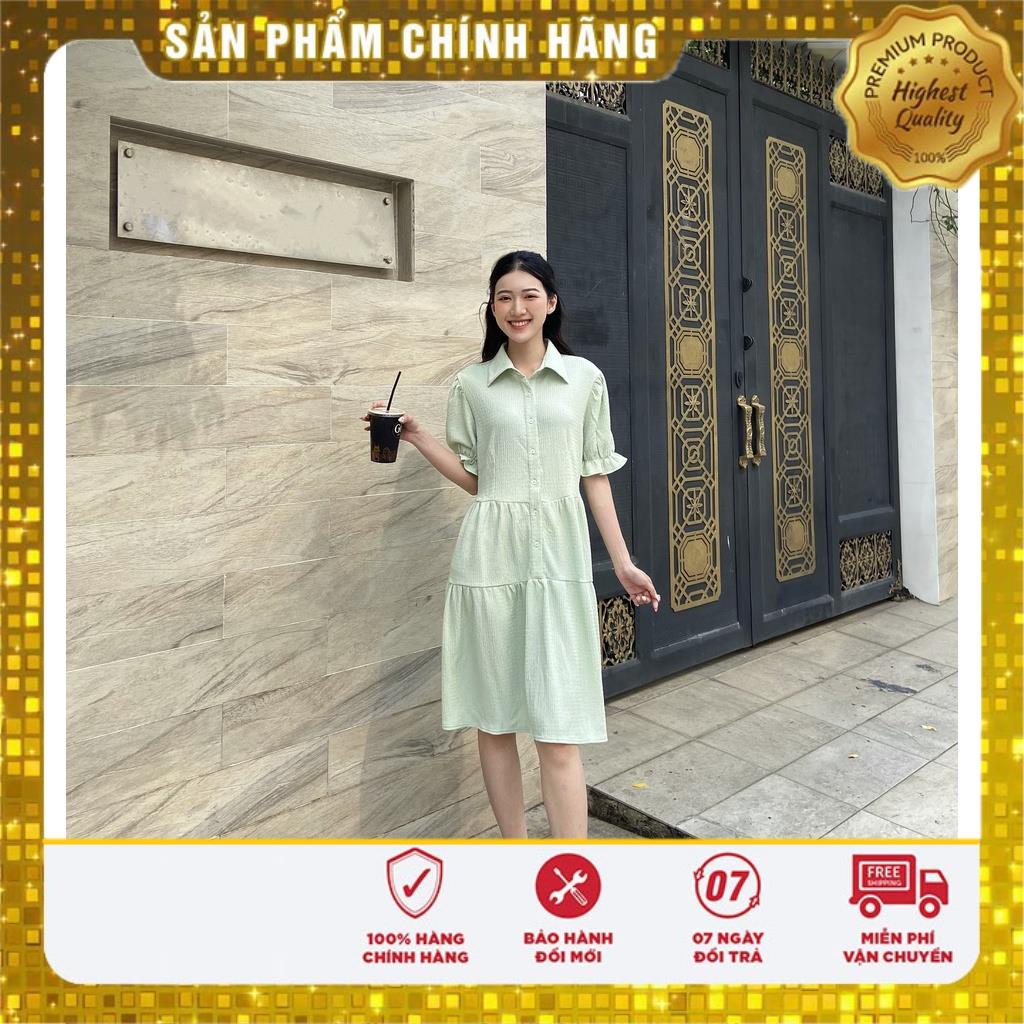 Đầm sơ mi màu xanh Ngọc - Lovadova 22D08C002