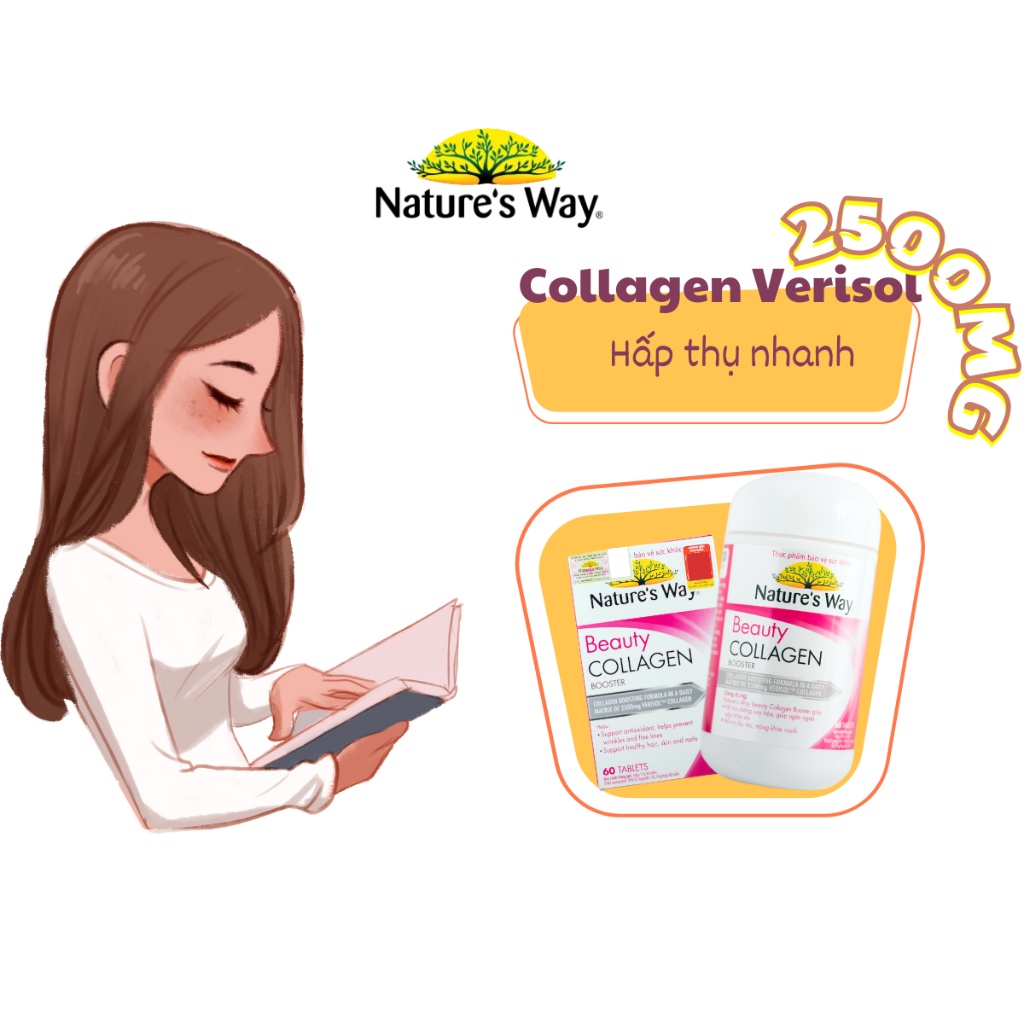 Viên Uống Collagen Nature’s Way Beauty Collagen Booster Bổ Sung Collagen Chống Oxy Hóa, Giảm Nếp Nhăn, Đẹp Da Hộp 60v