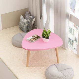 Bàn trà tam giác sofa chân gỗ tự nhiên chắc chắn, Bàn trà ngồi bệt mặt oval hiện đại nhiều màu sắc