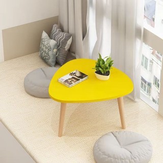 Bàn trà sofa chân gỗ sồi tự nhiên mặt oval hiện đại, Bàn cafe tam giác ngồi bệt nhiều màu sắc