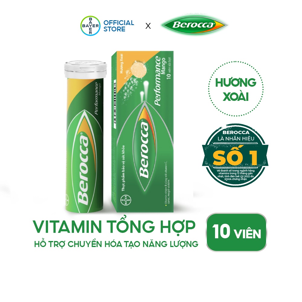 Viên sủi bổ sung vitamin berocca performance mango 10 viên - ảnh sản phẩm 1