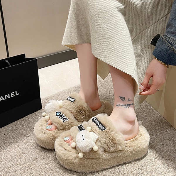 Dép Lông Đế Dày Thời Trang Thu Đông 2023 Cho Nữ Dễ Thương