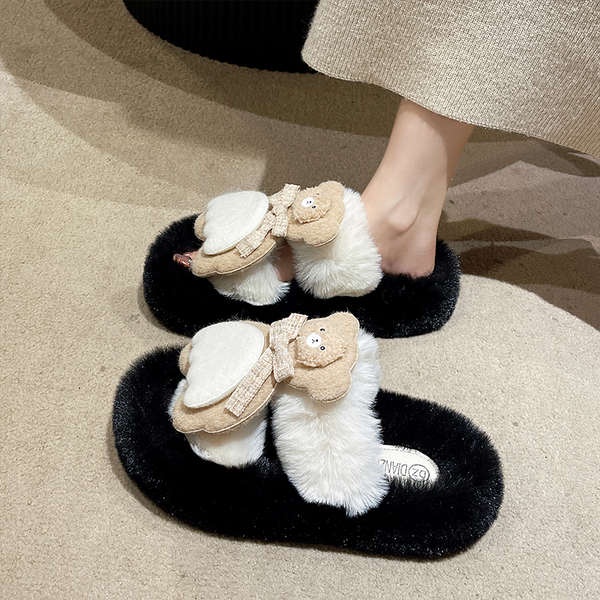 Dép Lông Lau Nhà Dày Dặn Họa Tiết Hoạt Hình Phong Cách Hàn Quốc 2023