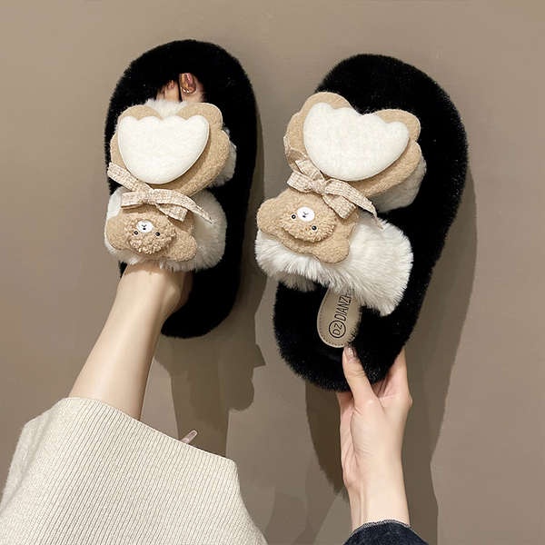 Dép Lông Lau Nhà Dày Dặn Họa Tiết Hoạt Hình Phong Cách Hàn Quốc 2023