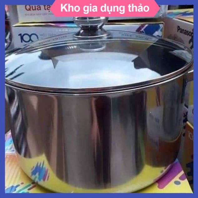 NỒI LUỘC GÀ INOX SIZE TO 30 CM SIÊU TO DÀY DẶN ĐẸP NẮP VUNG BẰNG KÍNH.