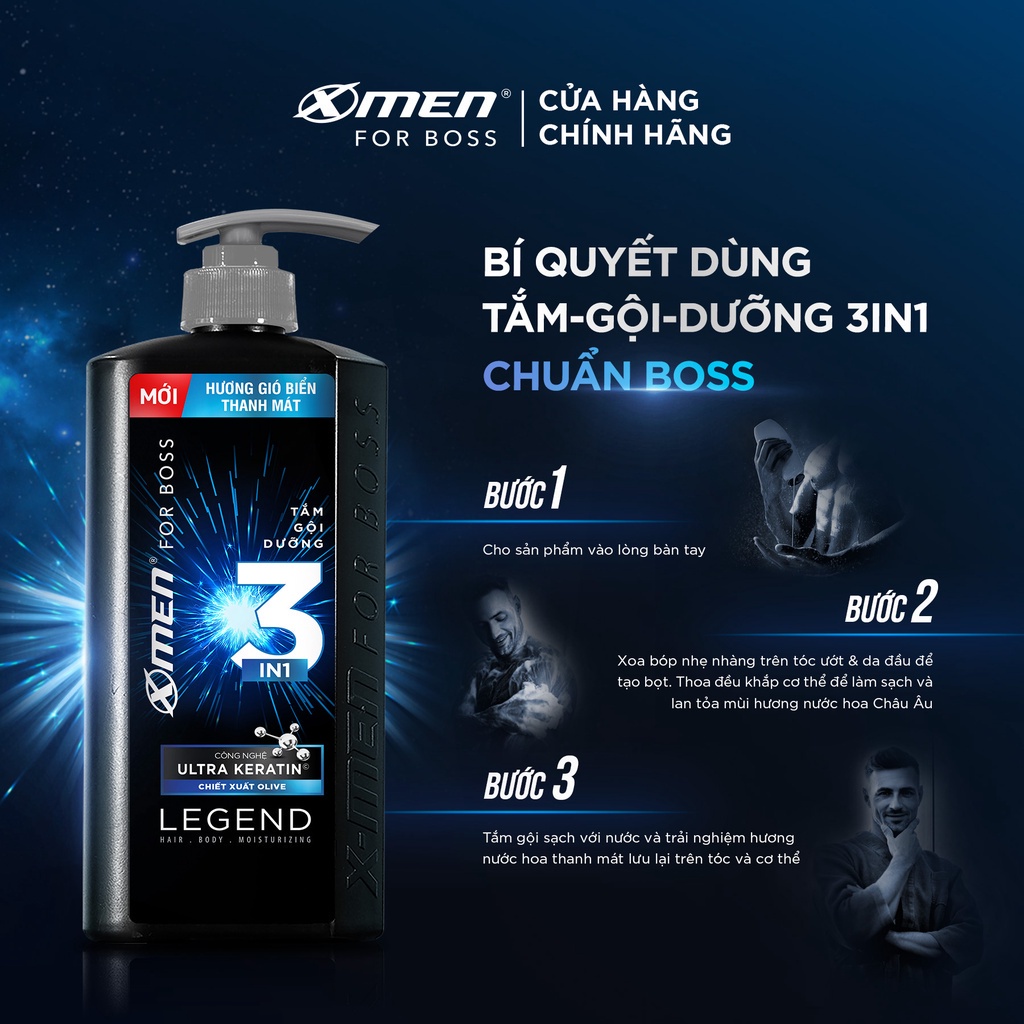 [Hàng Tặng Không Bán] Bộ Travel Kit Túi Hộp Đen + Lăn Khử Mùi X-men For Boss Legend 40ml + Tắm Gội 3in1 X-men For Boss L