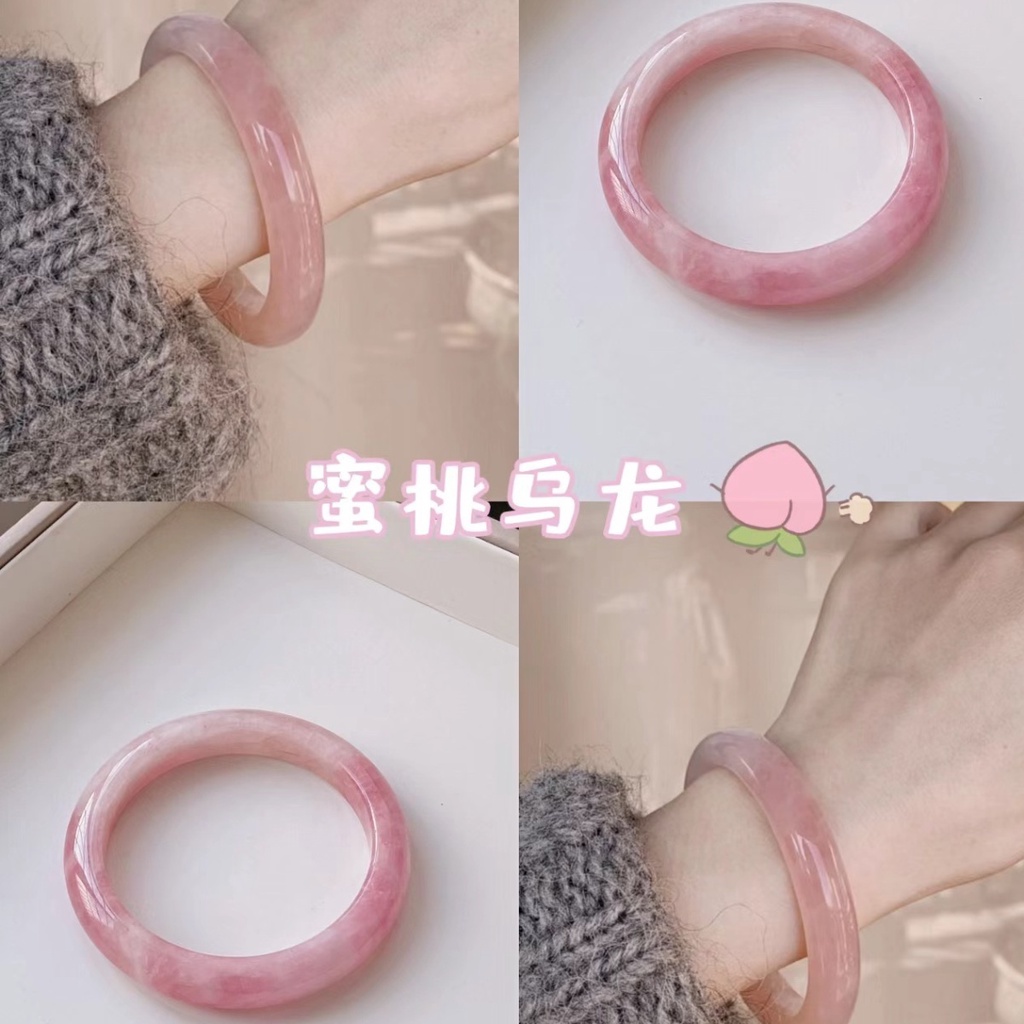 Kính Vòng Tay Hình Tròn Bằng Ngọc Bích Giả Dày Dặn Phong Cách xiaohongshu Cho Nữ