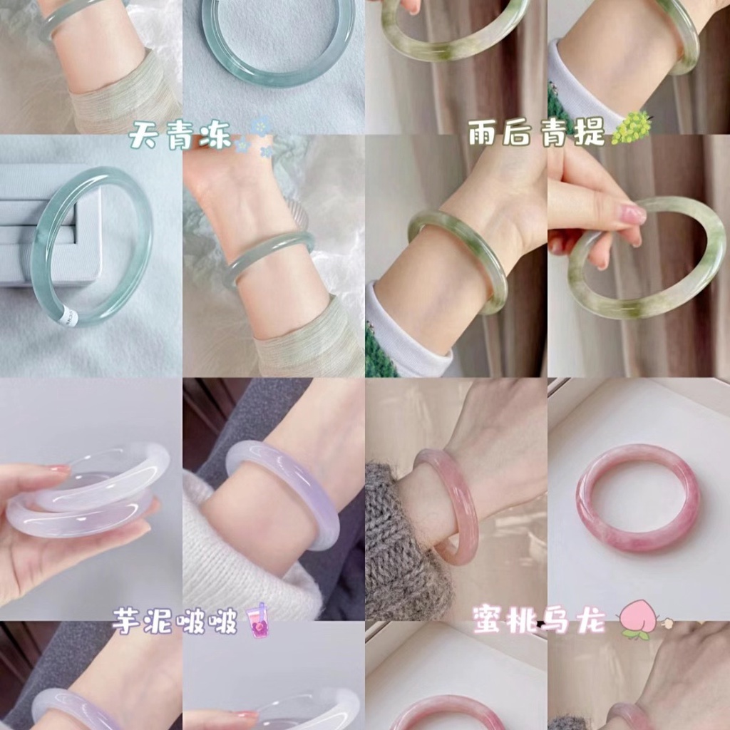 Kính Vòng Tay Hình Tròn Bằng Ngọc Bích Giả Dày Dặn Phong Cách xiaohongshu Cho Nữ