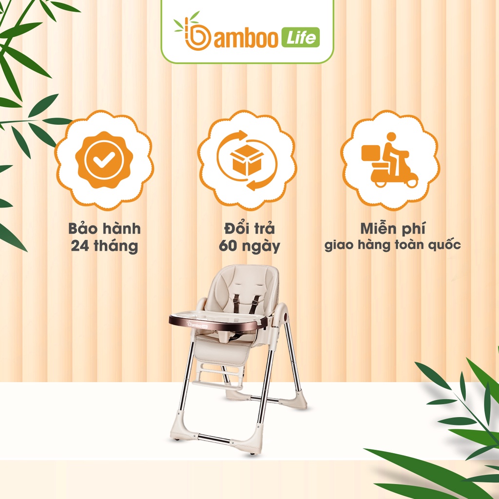 Ghế ăn dặm cho bé Bamboo Life đa năng có thể gấp gọn, thay đổi độ cao tiện lợi dùng ở nhà, mang đi du lịch