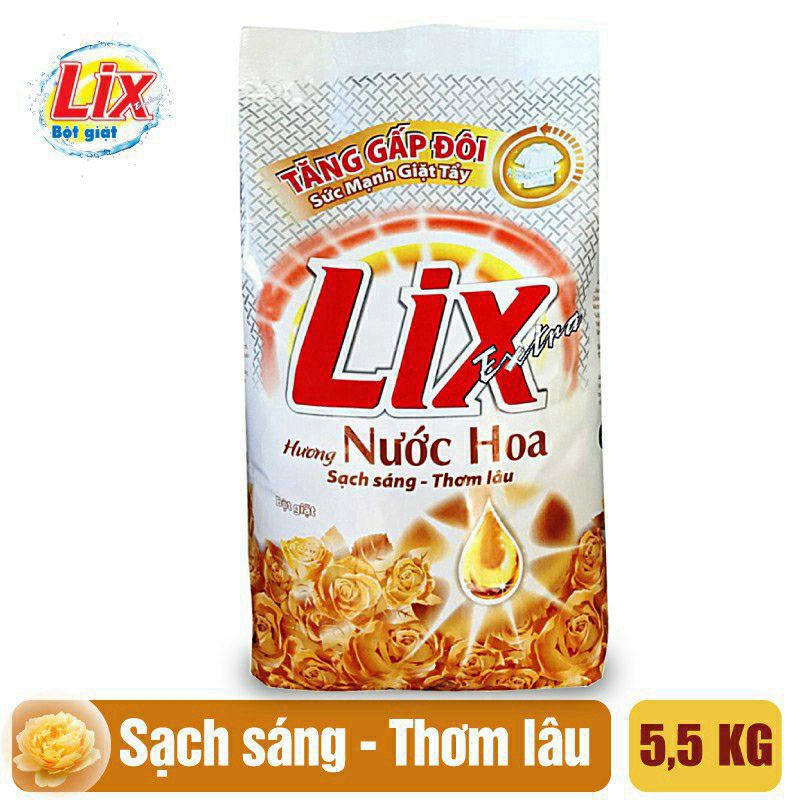 Bột Giặt LIX Extra Hương Nước Hoa 5.5Kg EH055 - Tăng Gấp Đôi Sức Mạnh Giặt Tẩy