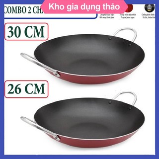 2 chảo chống dính KYOFA sâu lòng 2 quai đường kính 30 cm và 26 cm Cao cấp/Chảo chiên xào chống dính