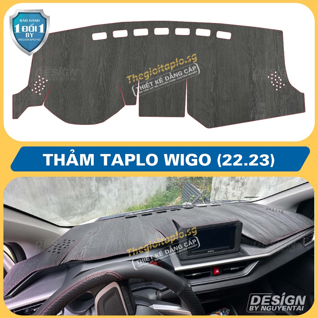 (WIGO đời 2022 đến 2023) Thảm taplo chống nắng ô tô da vân gỗ,tuyết nhung,cacbon,da pu,da lộn chuẩn form sang trọng