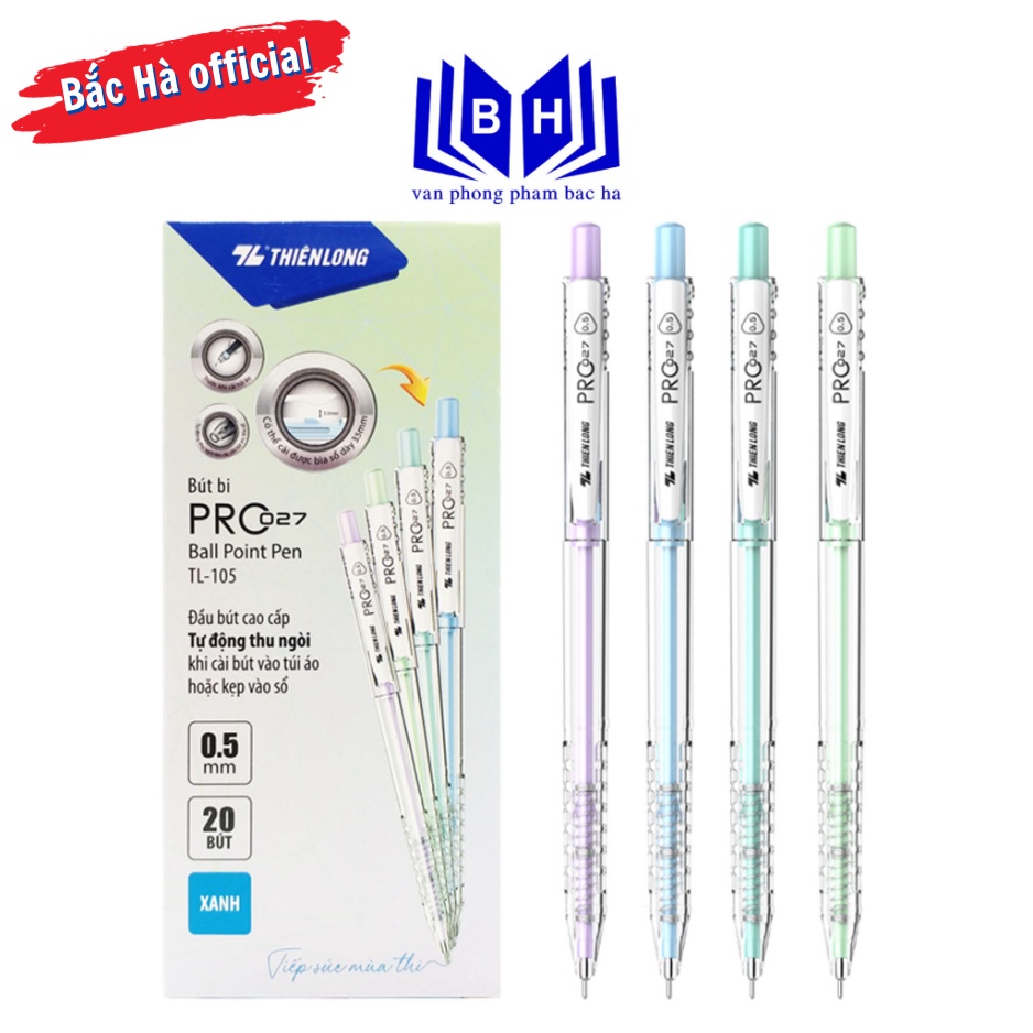 Combo 5-20 Chiếc Bút Bi TL-027 Pro - Thiên Long TL-105 ngòi 0.5mm