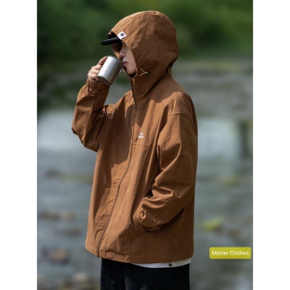 Áo khoác gió 2 lớp, có mũ và khóa zip Unisex, chống nước, chống bụi Ulzzang phong thái Hàn Quốc BLUECHIN