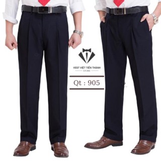 Quần âu nam trung tuổi dáng xuông trung tuổi vải tuýt si cao cấp vest việt tiến thành