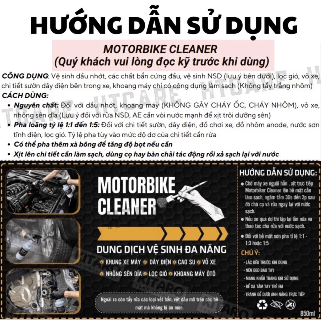 Dung dịch tẩy rửa ĐA NĂNG Motobike Cleaner lốc máy,nhông sên dĩa, dây điện sườn xe dành cho ôtô, xe má