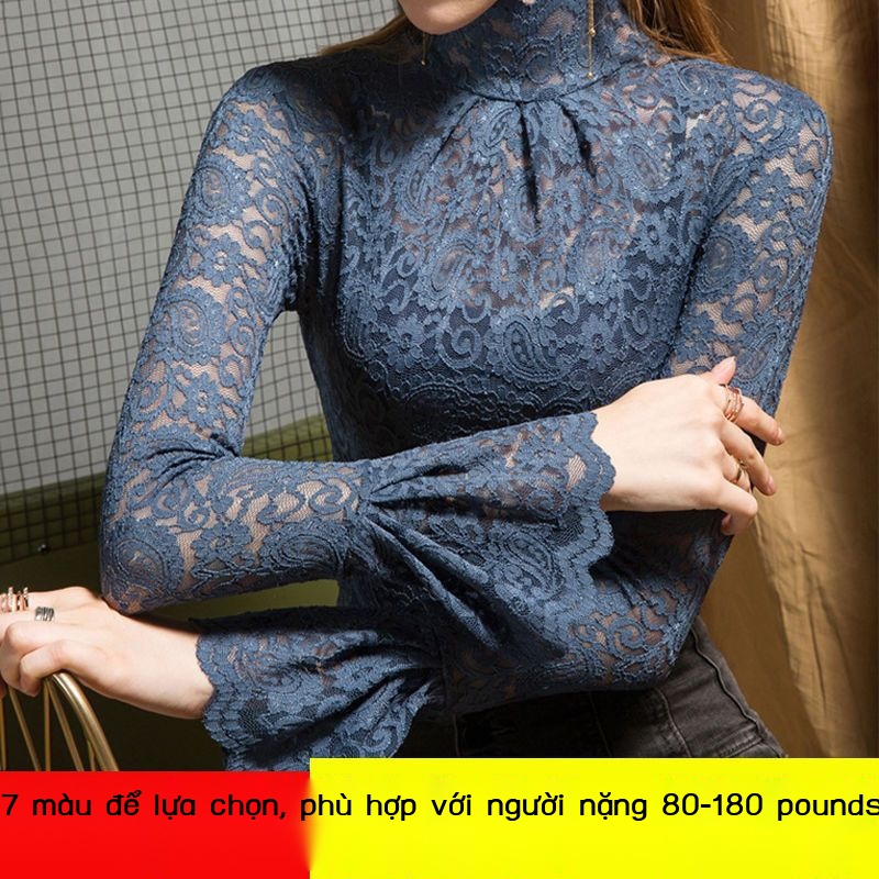 Áo Ren Tay Dài Cổ Cao Co Giãn Giữ Ấm Mùa Thu Đông Phong Cách Mới Dành Cho Nữ