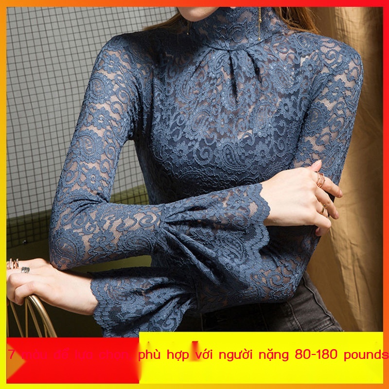 Áo Ren Tay Dài Cổ Cao Co Giãn Giữ Ấm Mùa Thu Đông Phong Cách Mới Dành Cho Nữ