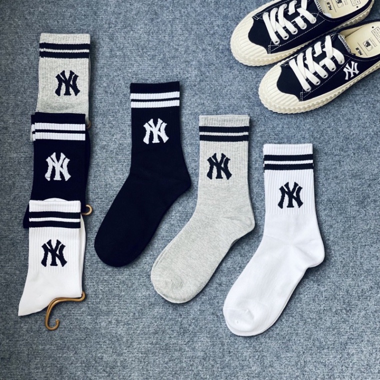Tất Nam Nữ Unisex Kẻ sọc chữ NY Vớ Cổ Cao Thể Thao Thời Trang Cao Cấp tcc9 HAISHOP