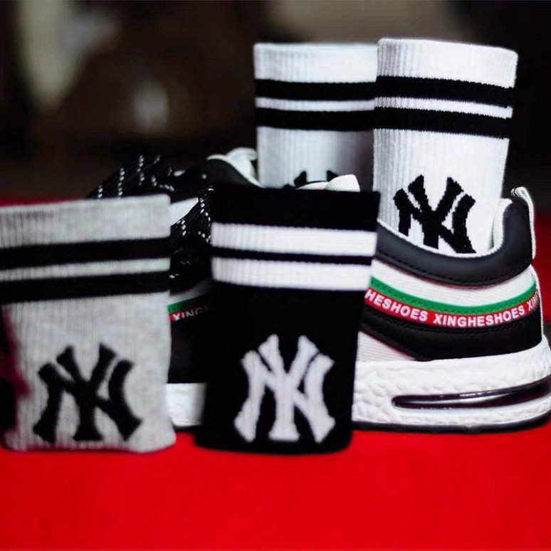 Tất Nam Nữ Unisex Kẻ sọc chữ NY Vớ Cổ Cao Thể Thao Thời Trang Cao Cấp tcc9 HAISHOP