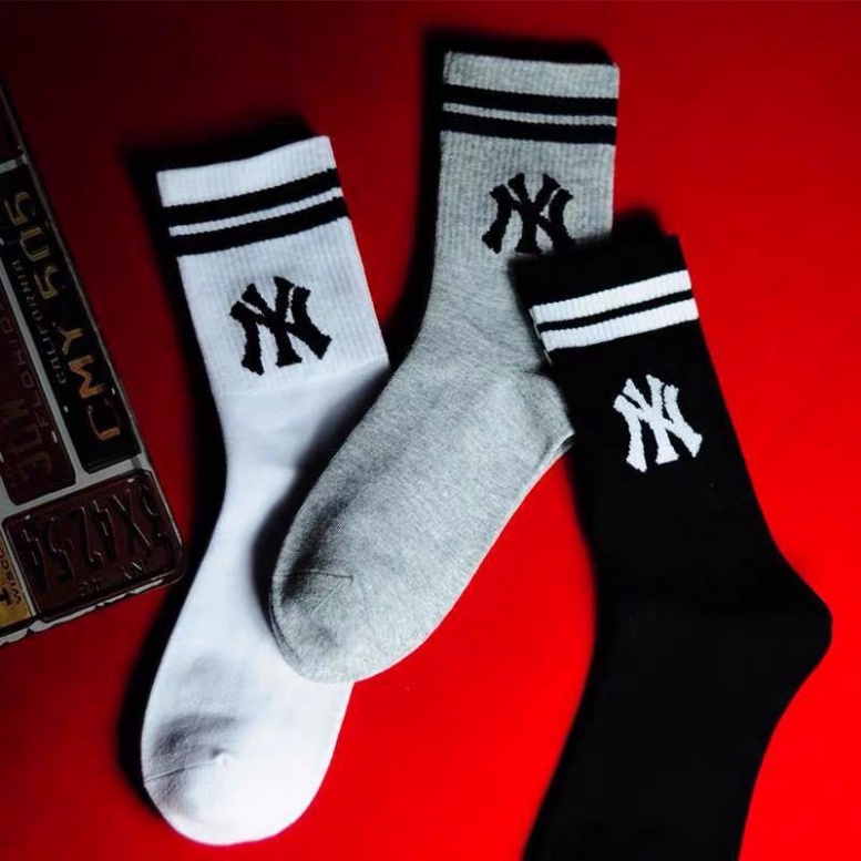 Tất Nam Nữ Unisex Kẻ sọc chữ NY Vớ Cổ Cao Thể Thao Thời Trang Cao Cấp tcc9 HAISHOP