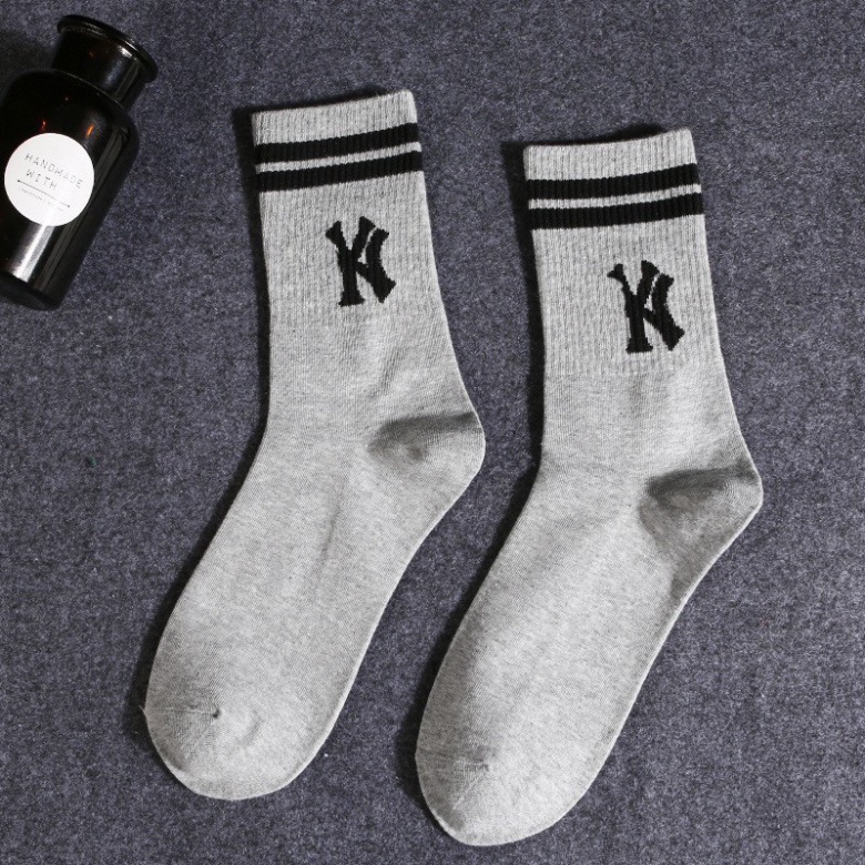 Tất Nam Nữ Unisex Kẻ sọc chữ NY Vớ Cổ Cao Thể Thao Thời Trang Cao Cấp tcc9 HAISHOP