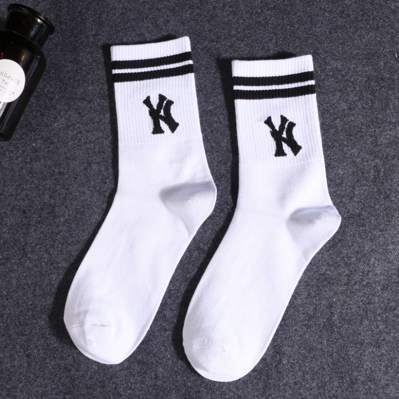 Tất Nam Nữ Unisex Kẻ sọc chữ NY Vớ Cổ Cao Thể Thao Thời Trang Cao Cấp tcc9 HAISHOP