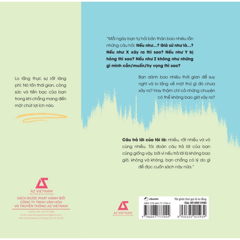 Sách - Tôi Ghét Thứ Gọi Là Lo Lắng - AZVietNam
