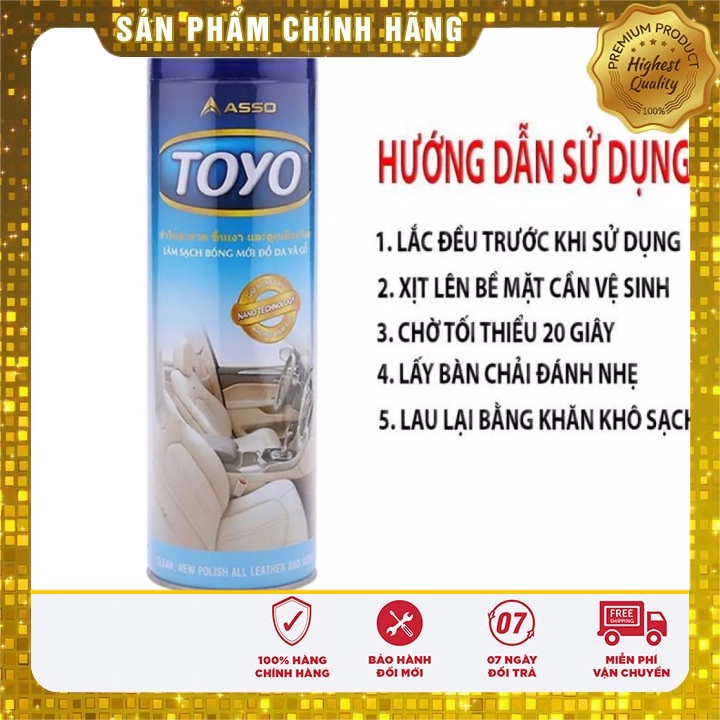 Chai xịt TOYO  làm sạch, làm bóng đồ da, gỗ, nhựa, cao su