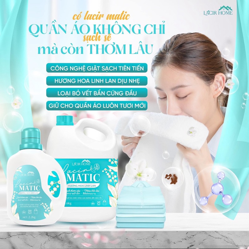 1 CAN NƯỚC GIẶT XẢ LACIR MATIC DR LACIR 3,6KG LACIR HOME CHÍNH HÃNG - 100% organic