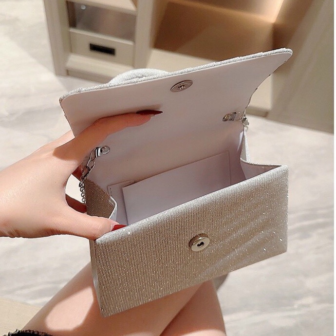 Ví cầm tay nữ nhũ sóng kim tuyến thời trang