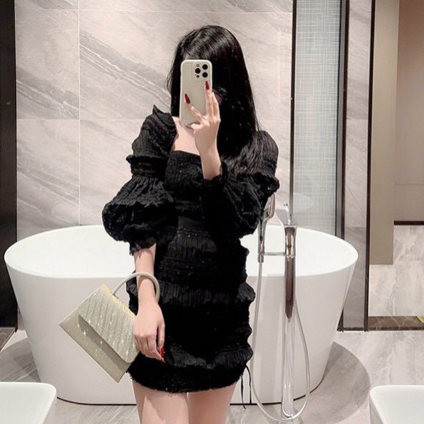 Ví cầm tay nữ nhũ sóng kim tuyến thời trang