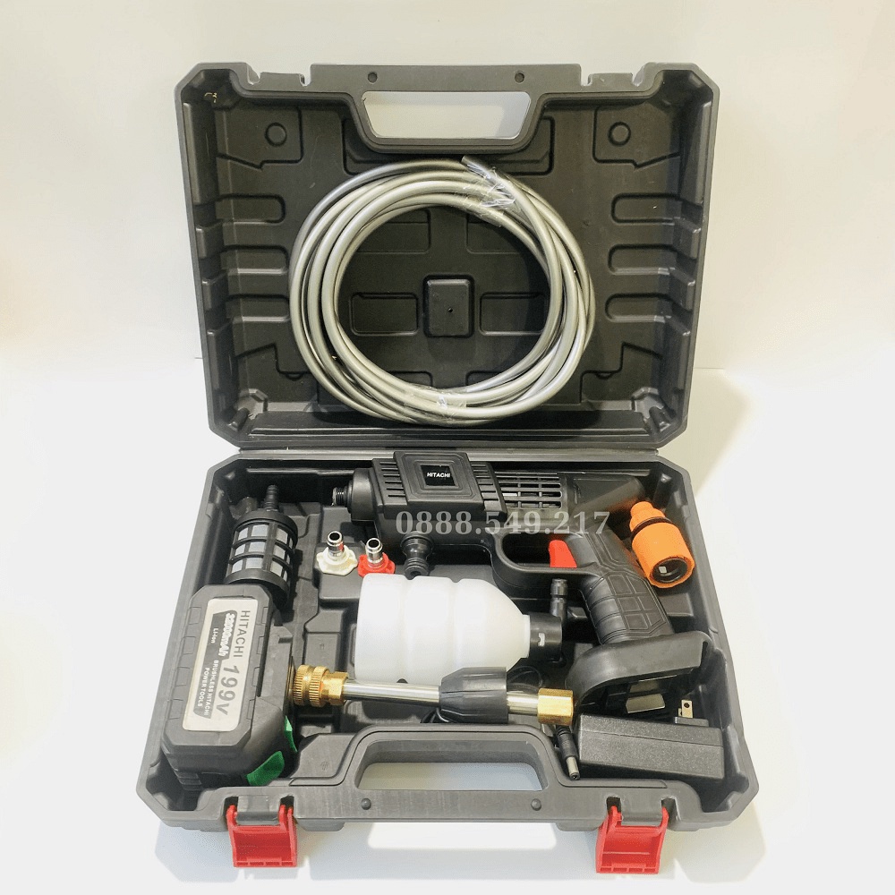 Máy Rửa Xe Thông Minh Dùng Pin Siêu Khỏe Công Nghê Mới - Máy Xịt Rửa Tăng Áp Hàng Chuẩn