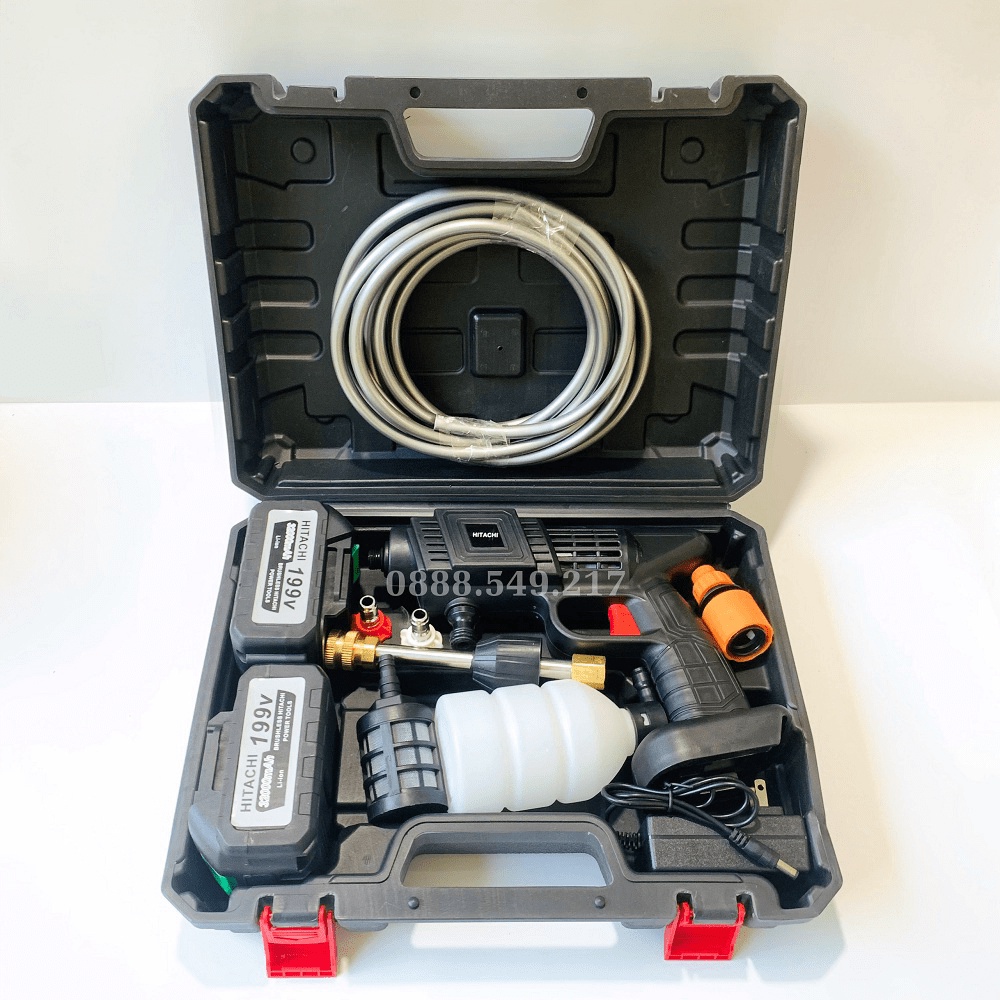 Máy Rửa Xe Thông Minh Dùng Pin Siêu Khỏe Công Nghê Mới - Máy Xịt Rửa Tăng Áp Hàng Chuẩn