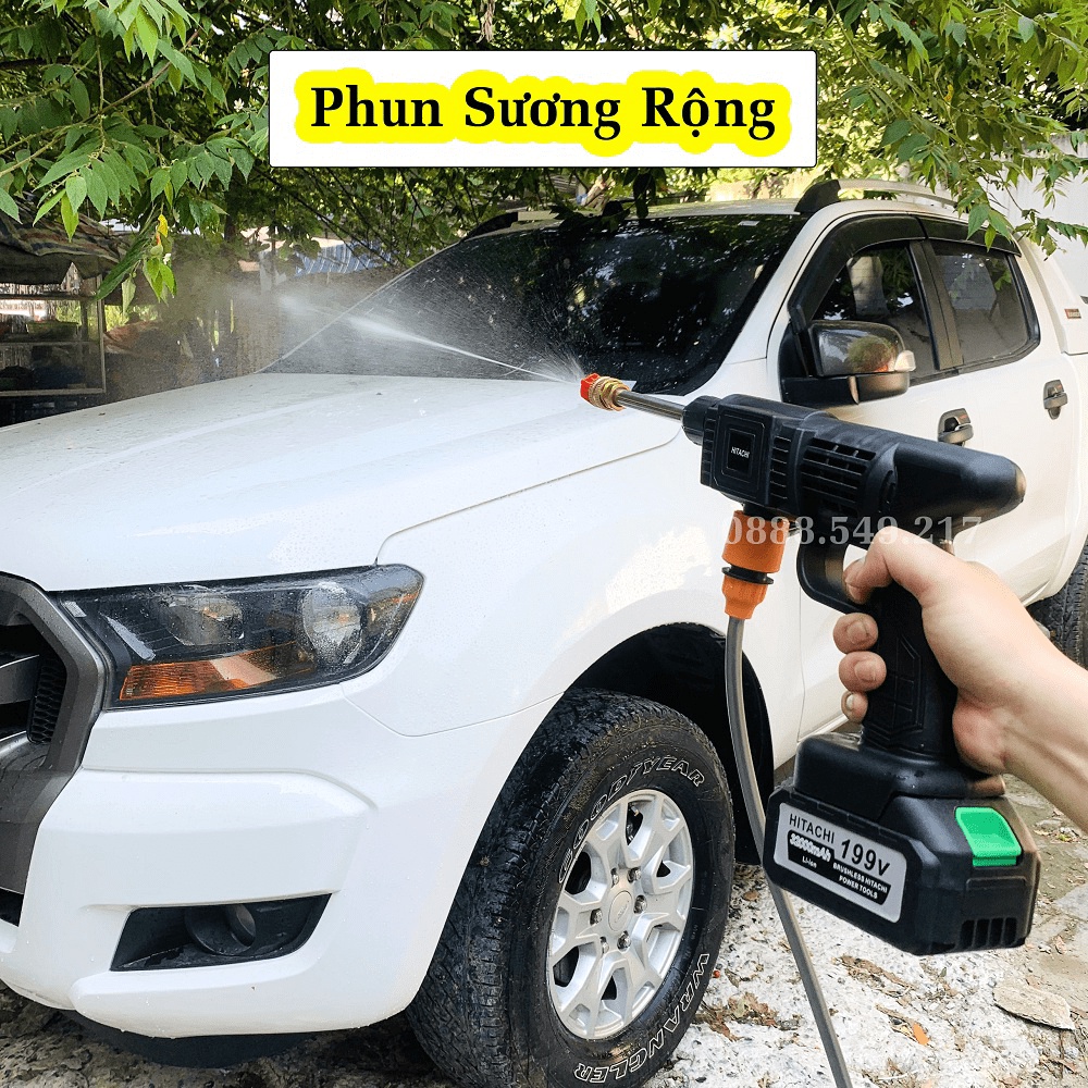 Máy Rửa Xe Thông Minh Dùng Pin Siêu Khỏe Công Nghê Mới - Máy Xịt Rửa Tăng Áp Hàng Chuẩn