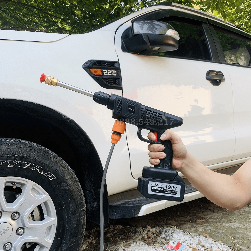 Máy Rửa Xe Thông Minh Dùng Pin Siêu Khỏe Công Nghê Mới - Máy Xịt Rửa Tăng Áp Hàng Chuẩn