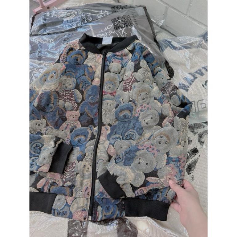 Áo Khoác Bomber Dệt Gấu Phong Cách Trẻ Trung Năng Động❤️Áo Khoác Unisex Thêu