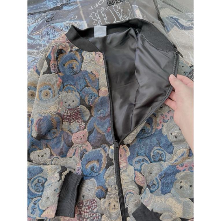 Áo Khoác Bomber Dệt Gấu Phong Cách Trẻ Trung Năng Động❤️Áo Khoác Unisex Thêu