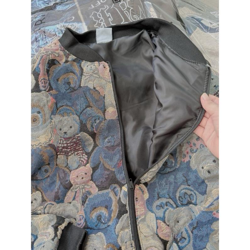 Áo Khoác Bomber Dệt Gấu Phong Cách Trẻ Trung Năng Động❤️Áo Khoác Unisex Thêu