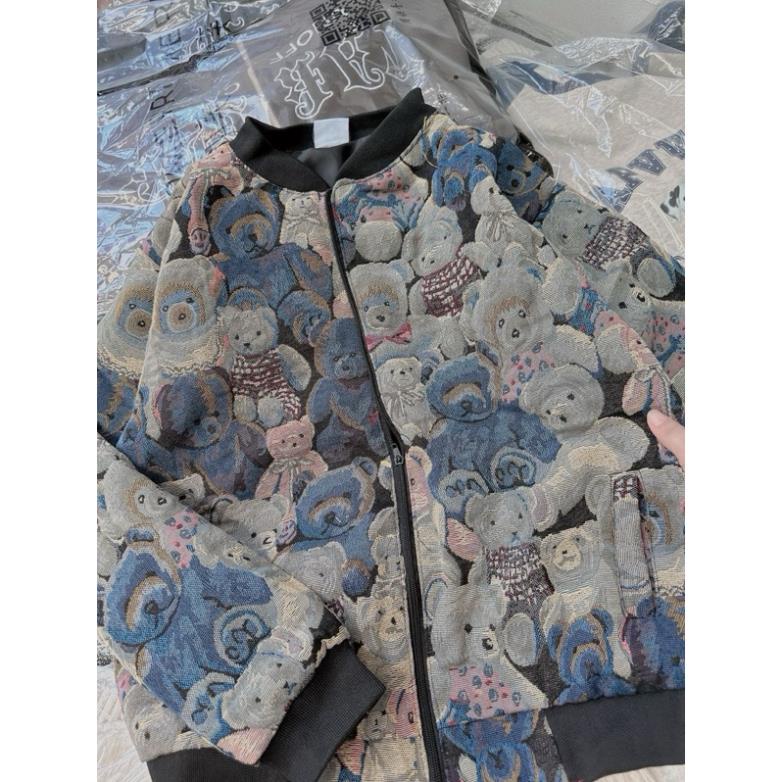 Áo Khoác Bomber Dệt Gấu Phong Cách Trẻ Trung Năng Động❤️Áo Khoác Unisex Thêu